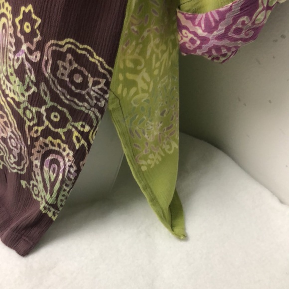 Soft Surroundings Purple, Green and Blue Batik Paisley Design Topper Size PS - Picture 6 of 10